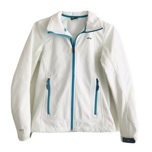 Koppen | Outdoor White Teal Jacket Womens Size S Front Zip Drawstring